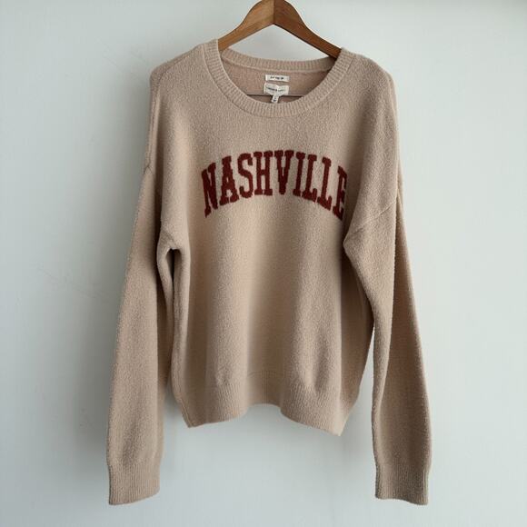 Thread & Supply Nashville Sweater Womens Large Beige Sand Cozy Soft Fuzzy Lounge - Picture 1 of 12